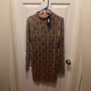 Pink sparkly dress from Fashion Nova